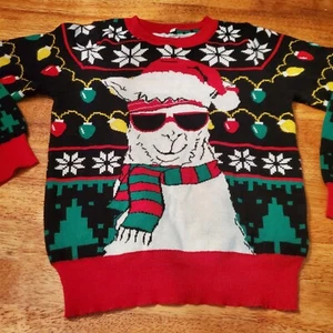 Holiday Time Kids Boys Jolly Winter Llama Ugly Christmas Sweater Sz S - Picture 1 of 12