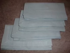 VINTAGE Lot (4) Baby Blue Solid Fabric Napkins Table Linens 20" Square C10 - Picture 1 of 4