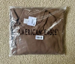 NEW IN BAG American Eagle Mens Brown Hoodie Pique Oversized Hooded Sweatshirt M - Picture 1 of 4