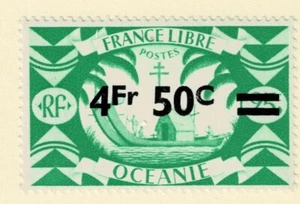 FRENCH POLYNESIA - 1946 4.50Fr on 25c SURCHARGE - Sc#158 - MUH - E 2351 - Picture 1 of 1