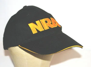 NRA Membership Embroidered Hat Cap Adjustable Black Gold With USA Flag - Picture 1 of 6