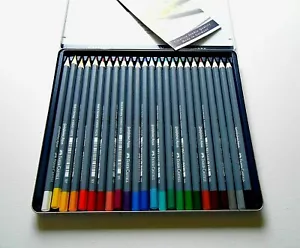 24 Aquarellstifte FABER CASTELL, diverse Farben, Künstlerstifte, Metalletui, Neu - Bild 1 von 2
