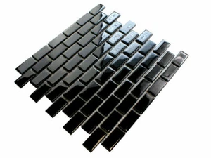 mosaico di vetro nero, mattonelle di mosaico, mosaico del bagno, mattonelle... - Zdjęcie 1 z 5