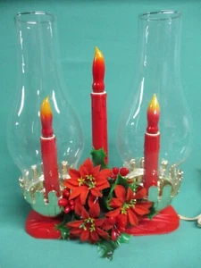 Vintage Electric Double Candle Hurricane Christmas Lights Lamp MCM - Picture 1 of 7