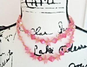 Rondelle y cierre de 14 k anudados a mano corte cristal dos hilos Mid-Century de colección - Imagen 1 de 5