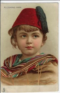 1905 Tuck Art #1645 Postal "A Coming Man" Niños como adultos Niño con Fez - Imagen 1 de 2