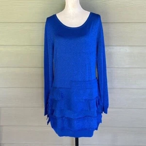 BCBGMaxAzria Silk Blend Sparkly Tiered Sweater Dress - Picture 1 of 9
