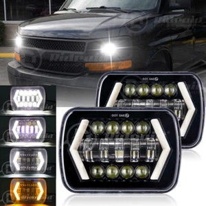 For Chevy Express Cargo Van 1500 2500 3500 Pair 7x6 5x7 LED Headlights Hi/Lo DRL - Picture 1 of 18