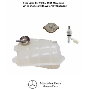 Radiator Overflow Expansion Tank Kit with Cap and Sensor 1986-91 Mercedes W126 - Foto 1 di 13