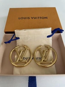 Authentic Louis Vuitton M64288 LV Circle Earrings Gold 5 x 5cm with Box - Picture 1 of 24