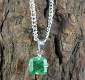 Natural Green Emerald 5.15 Ct/11 mm Octagon Cut Gemstone Pendant Good Luck Gift - Picture 1 of 8