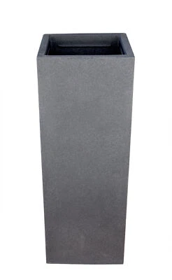 BIGDEAN XXL Pflanzsäule 80 cm hoch groß Blumenkübel Topf Gefäß für außen eckig anthrazit