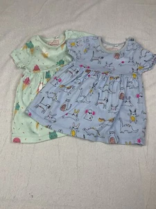 Vintage Baby Girls Dress Set Size 0 - 3 months Blue Green Pleated Round Neck - Picture 1 of 11