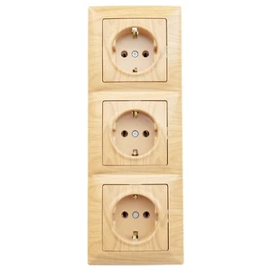 Unterputz STECKDOSE KOMBI  3er 3-fach Schutzkontakt Steckdose Achorn Holz - Bild 1 von 5