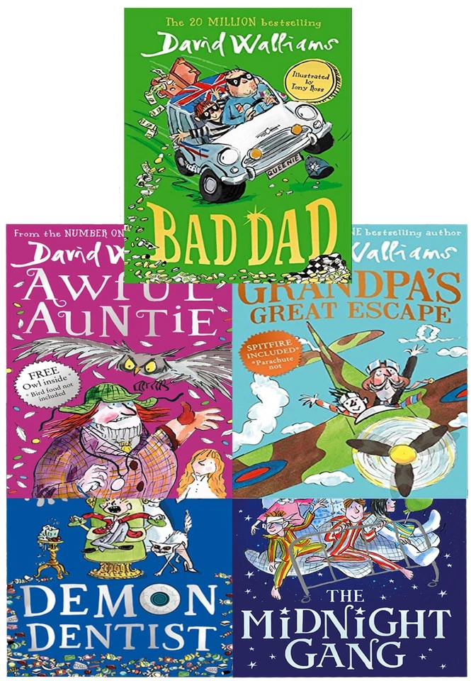 David Walliams Collection 5 Books Set Series 2 Code Midnight Gang, Bad Dad, Awfu