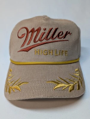 Gorra Miller High Life Cuerda de Cerveza Camionero Snapback Retro Tostado Pana Nueva Foto 1 de 4