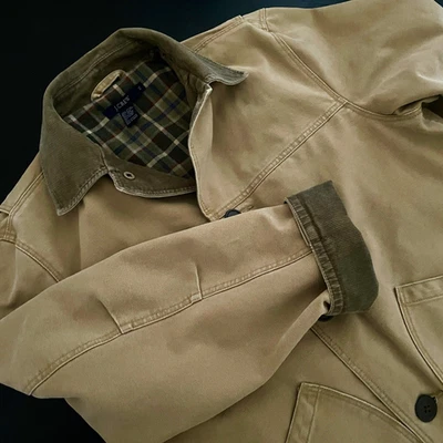 Abrigo de lona J CREW para tareas de granero a cuadros/edredón forrado cuello/puños de pana de colección años 90 Foto 1 de 4
