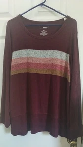 Maglione donna Sonoma a righe bordeaux/multicolore, taglia XL - Foto 1 di 7