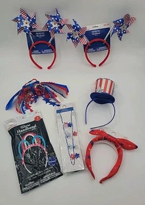 4th Of July Party Headgear Accessories Lot 7 Headbands Red, White, And Blue - Picture 1 of 7