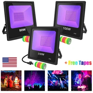 80W 100W 150W LED UV Black Light Glow Party Stage DJ Club Floodlight +Free Tapes - Picture 1 of 15