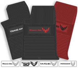 Rubber 4pc Floor Mats for 1982-2002 Firebird Trans Am - Pick Year, Logo & Color - Picture 1 of 13