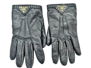 Guantes Prada Nero cuero negro talla 8 mujer cachemira - Imagen 1 de 5