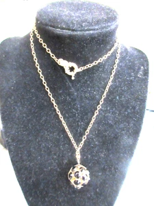 Collar Cadena Colgante Bola Piedra Imitación Ónix Facetado Tono Dorado y Negro J Crew - Imagen 1 de 6