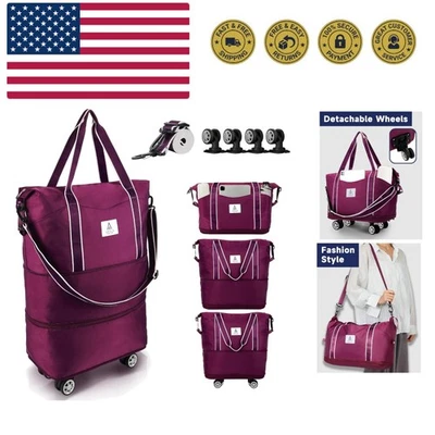 Bolso de Lona con Ruedas Desmontables y Correa de Hombro Ajustable, Grande... Foto 1 de 4