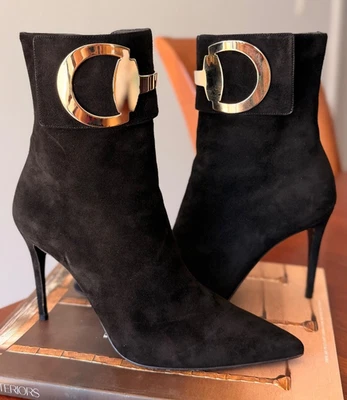 GUCCI Botines Negro Gamuza Dorado Hebilla Horsebit - Talla EU 37 Foto 1 de 4