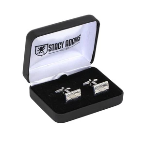 Stacy Adams Silver Rectangular Cufflinks Etched Pattern Classic Dress Shirt - Picture 1 of 5