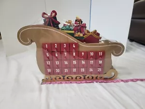 New Wooden Advent Calendar Boxes Santa Sleigh Shape Countdown Christmas - Picture 1 of 9