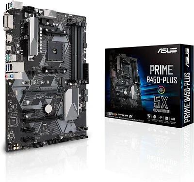 Asus Prime B450-PLUS Scheda Madre PC ATX Socket AMD Ryzen AM4 DDR4 PCIe 3.0 RGB - Immagine 1 di 4