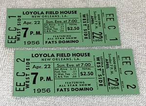 FATS DOMINO LITTLE RICHARD ORIGINAL UNBENUTZT 1956 TICKETS New Orleans LOYOLA HOUSE - Bild 1 von 3