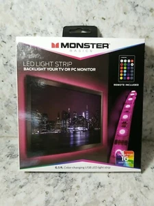 Monster Multi-Color USB LED Light Strip with Remote- 6.5ft/2m NIB NEW - Picture 1 of 4