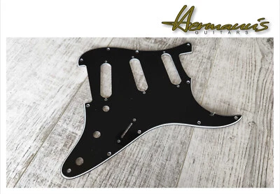 HERMANN´S Strat, Stratocaster 11 fori SSS Pickguard, nero, 11 fori, dimensioni USA