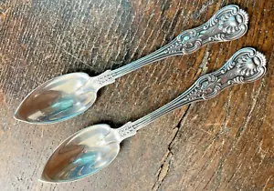 Antique Sterling DOMINICK & HAFF KING 1880 Melon Fruit Spoons Mono Lot of 2 - Picture 1 of 11