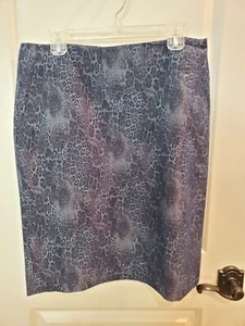 Rafaella Studio blau Leopard Stretch Bleistiftrock-Größe 12 - Bild 1 von 5