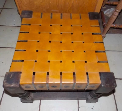 Mid Century 松木和皮革脚凳/长凳 (FS28) — 第 1/4 张图片