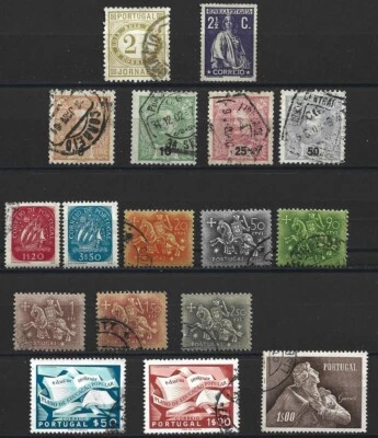 PORTUGAL  - lot varié de 17 timbres oblitérés de 1886 à 1957 - Photo 1/2