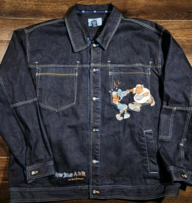 Chaqueta de mezclilla vintage azul crudo colectiva para hombre 3XL Y2k Hip Hop Street Wear Foto 1 de 3