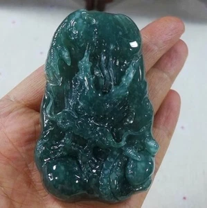 Cert'd natürlicher Typ A eiskalter Jadeit Jade großer Drache Anhänger 2398 - Bild 1 von 7