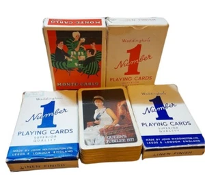 5 Packs Playing Cards Waddingtons 1962 ,Monte Carlo ,Queens Silver Jubilee - Foto 1 di 10