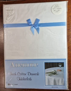 Vintage Irish Cotton Damask Tablecloth Ewart Liddell Oblong 137cm x 229cm - Picture 1 of 8