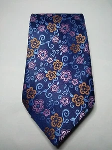 Kai Long Floral Hand Made 100% Silk Neck Tie, blue, Pink 4" X 55" Beautiful!! - Picture 1 of 9