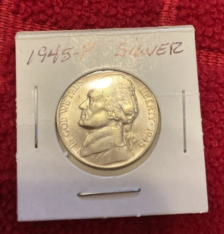 1945 P Jefferson Silver War Nickel BU Cover