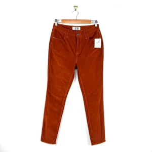 Free People We The Free Skinny Corduroy Pants Fringe Hem Rust Sz 28 NWT - Picture 1 of 10