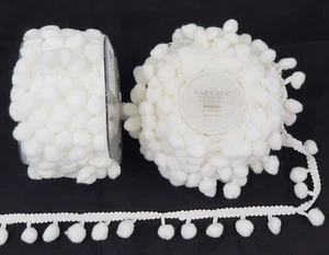 Cinta con flecos de bola de pompón 20 yardas en total artesanía de costura blanca - Imagen 1 de 7