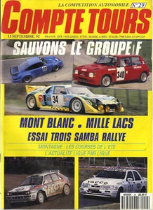 COMPTE TOURS n°29 08/1992 MONT BLANC 1000 LACS 3 SAMBA RALLYE - Imagen 1 de 1