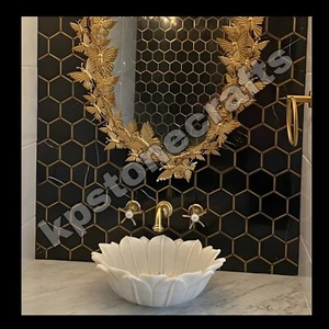 18"x18"  White Lotus Marble Wash Basin Handmade Sink/Basin- kpstonecrafts - Picture 1 of 5