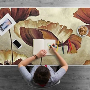 Peinture Grand Coquelicots Bureau Top Tapis Protecteur pour Ordinateur Portable 120x60 - Photo 1/5